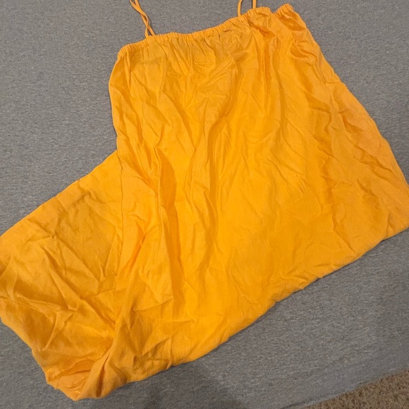 Yellow Orange Target A New Day Linen Blend Spring Summer Beach Dress - Picture 3 of 5